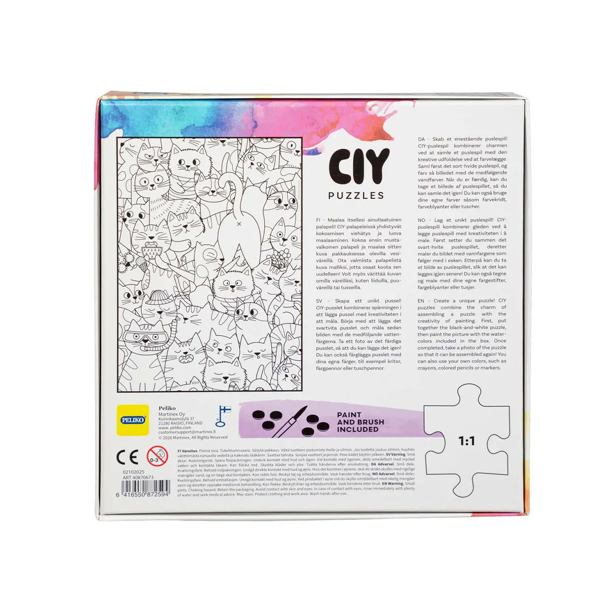 Peliko CIY Gatti puzzle 99 pezzi da colorare