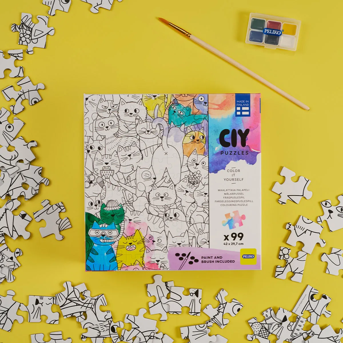 Peliko CIY Gatti puzzle 99 pezzi da colorare