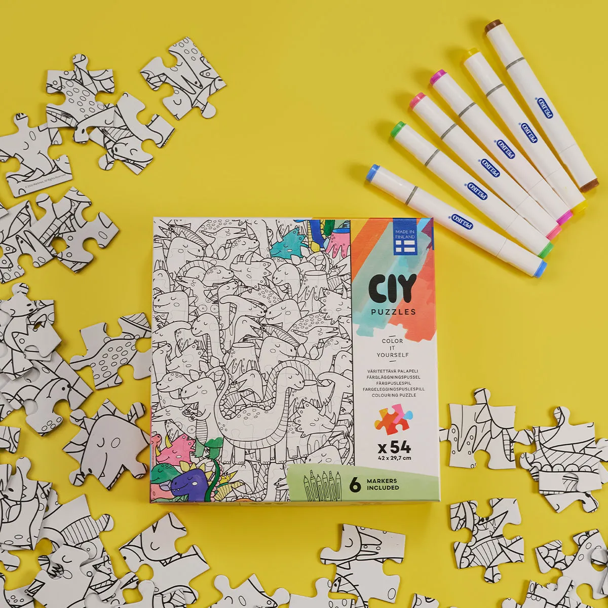 Peliko CIY puzzle 54 pezzi dinosauri da colorare