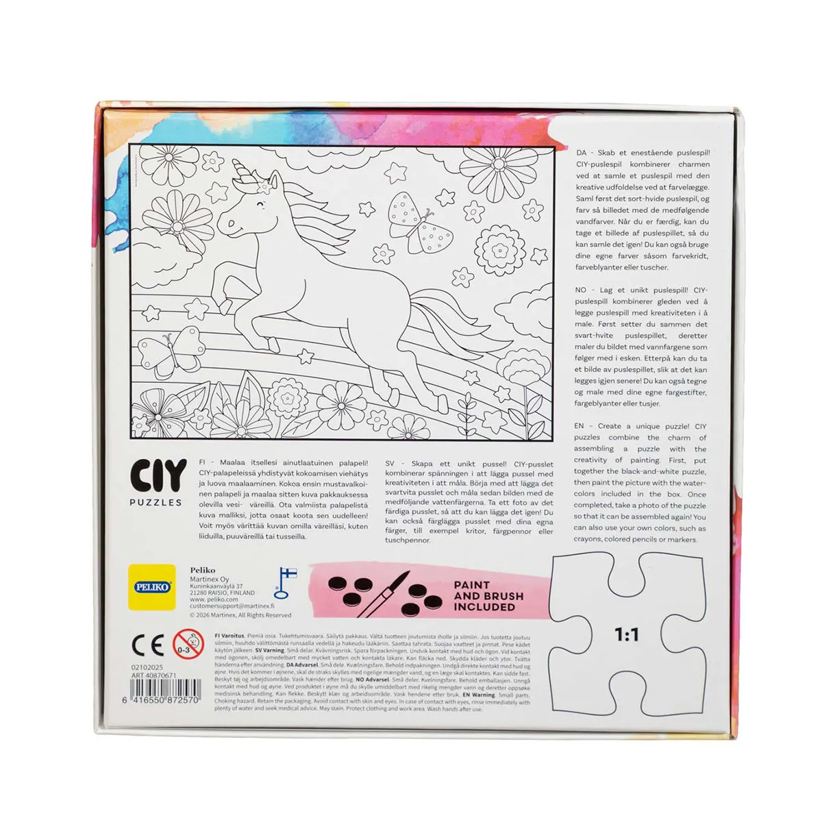 Peliko CIY 54 pezzi Yksisarvinen puzzle da colorare unicorno