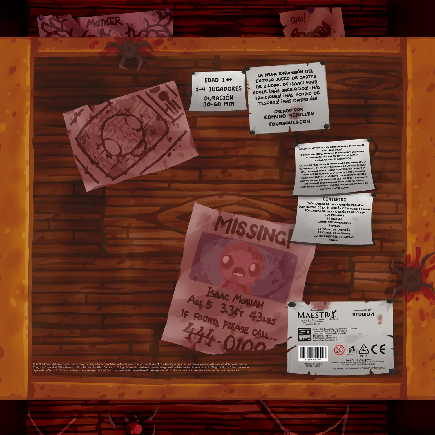 SD Games Binding of Isaac Four Souls Requiem gioco di carte scatola