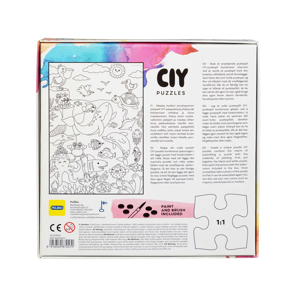 Peliko CIY Meri puzzle da colorare 54 pezzi + acquerelli