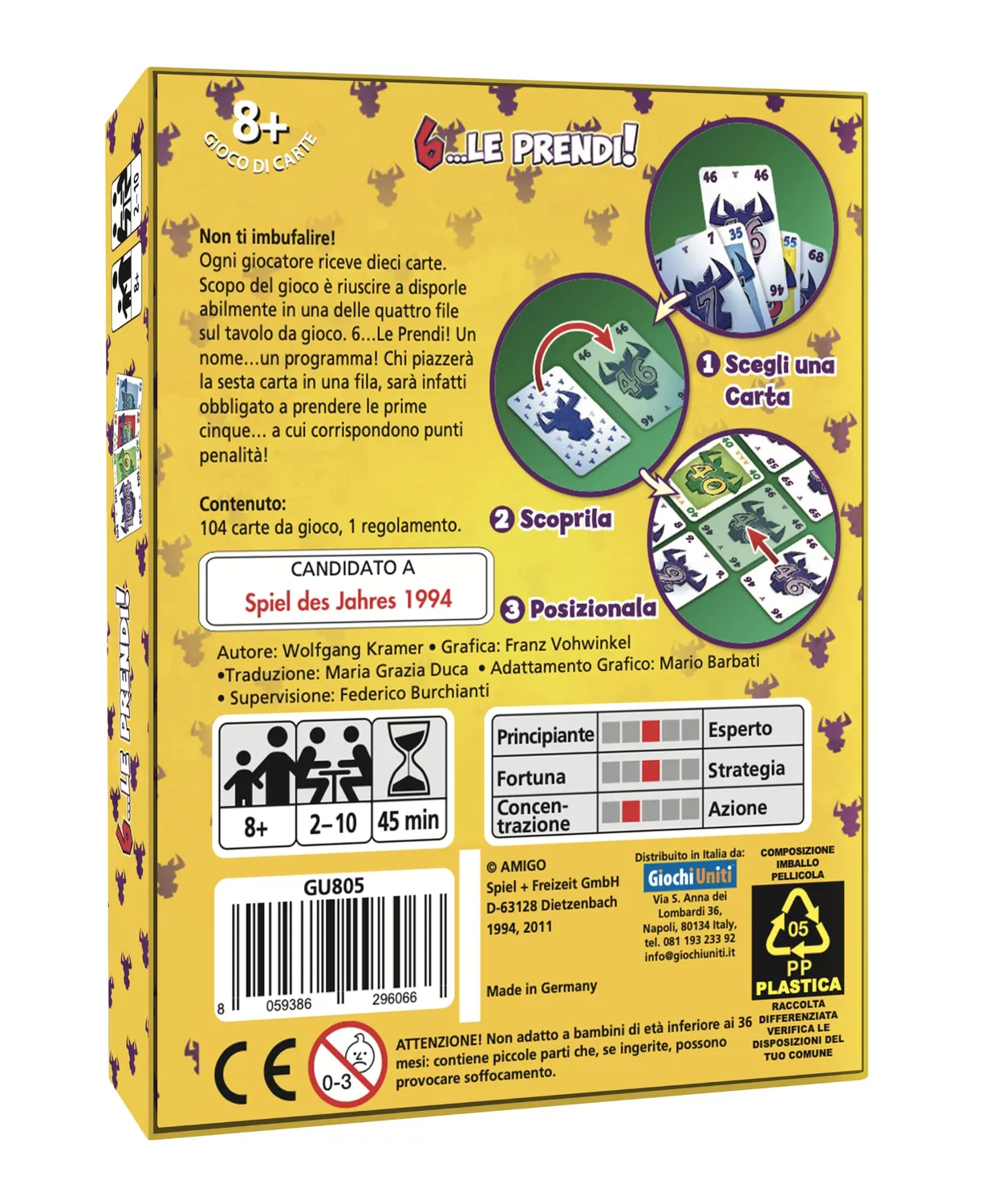 6 Le Prendi GU805 gioco di carte 2-10 giocatori italiano