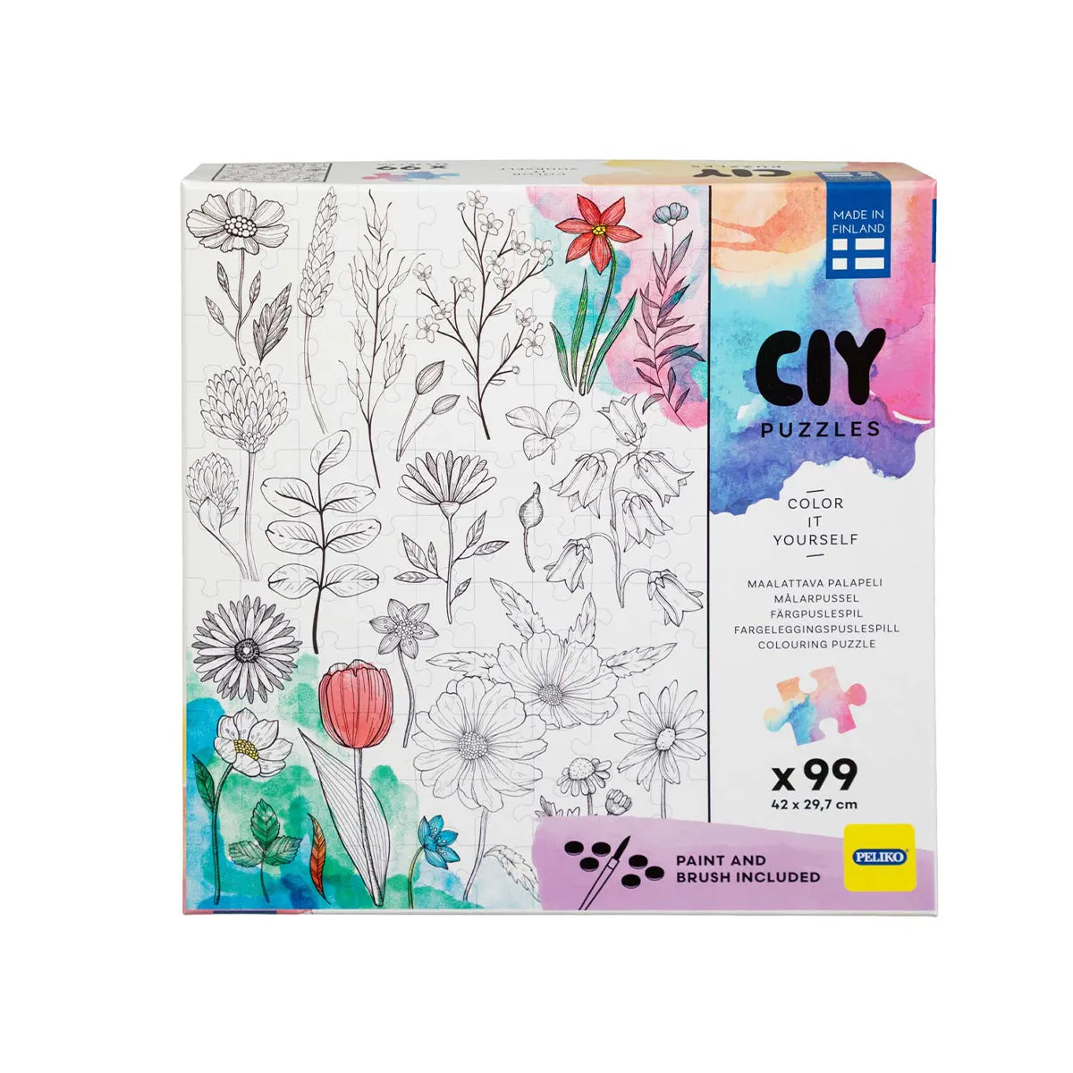 Peliko CIY Kukat puzzle 99 pezzi da colorare con acquerelli
