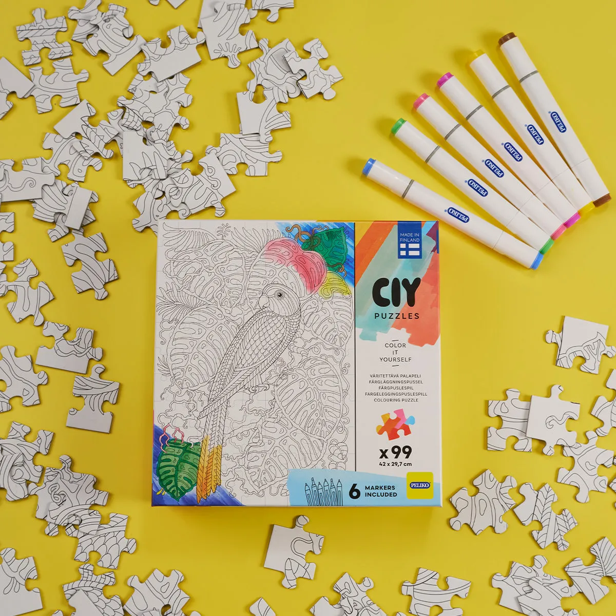 Peliko CIY Pappagallo puzzle 99 pezzi da colorare