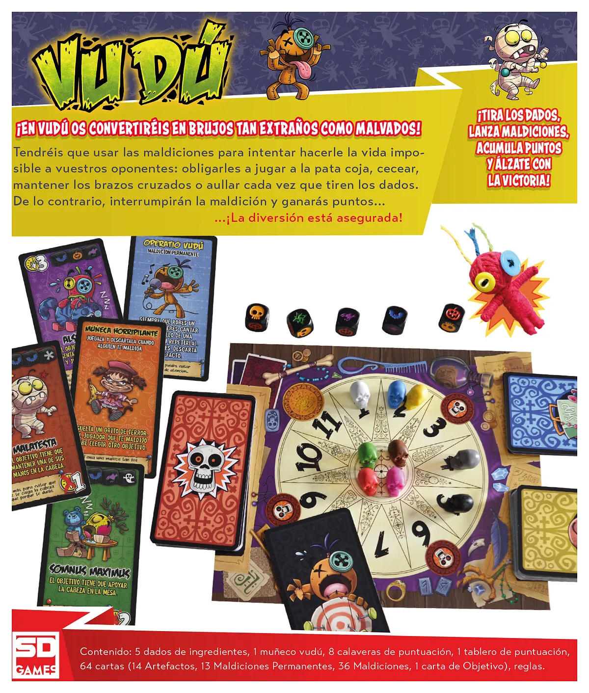 SD Games Vudú party game carte e dadi con bambola