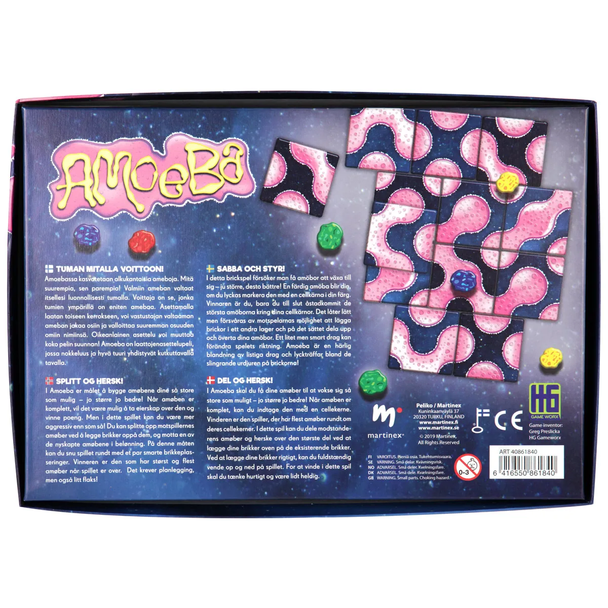 Peliko Amoeba gioco da tavolo tessere microscopiche