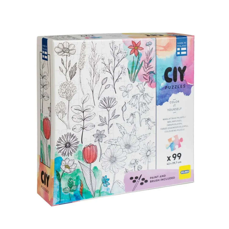 Peliko CIY Kukat puzzle 99 pezzi da colorare con acquerelli