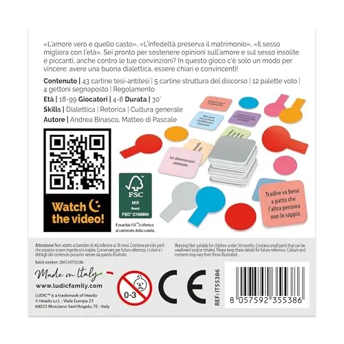 Ludic Dibattito Love & Sex gioco di società adulti 2-6 giocatori