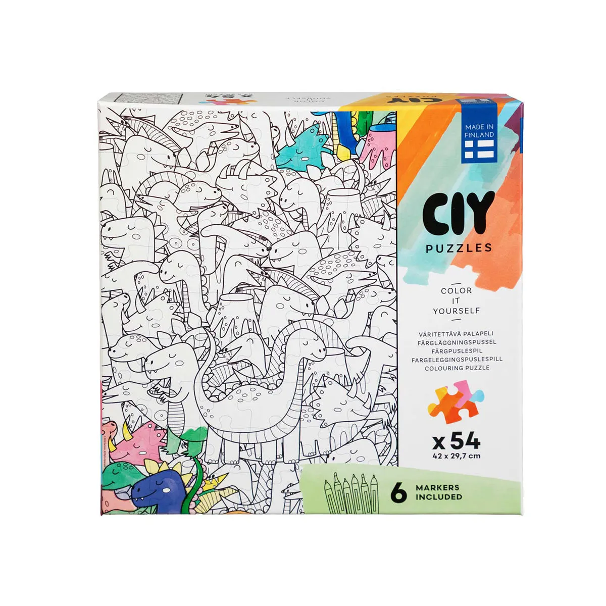 Peliko CIY puzzle 54 pezzi dinosauri da colorare