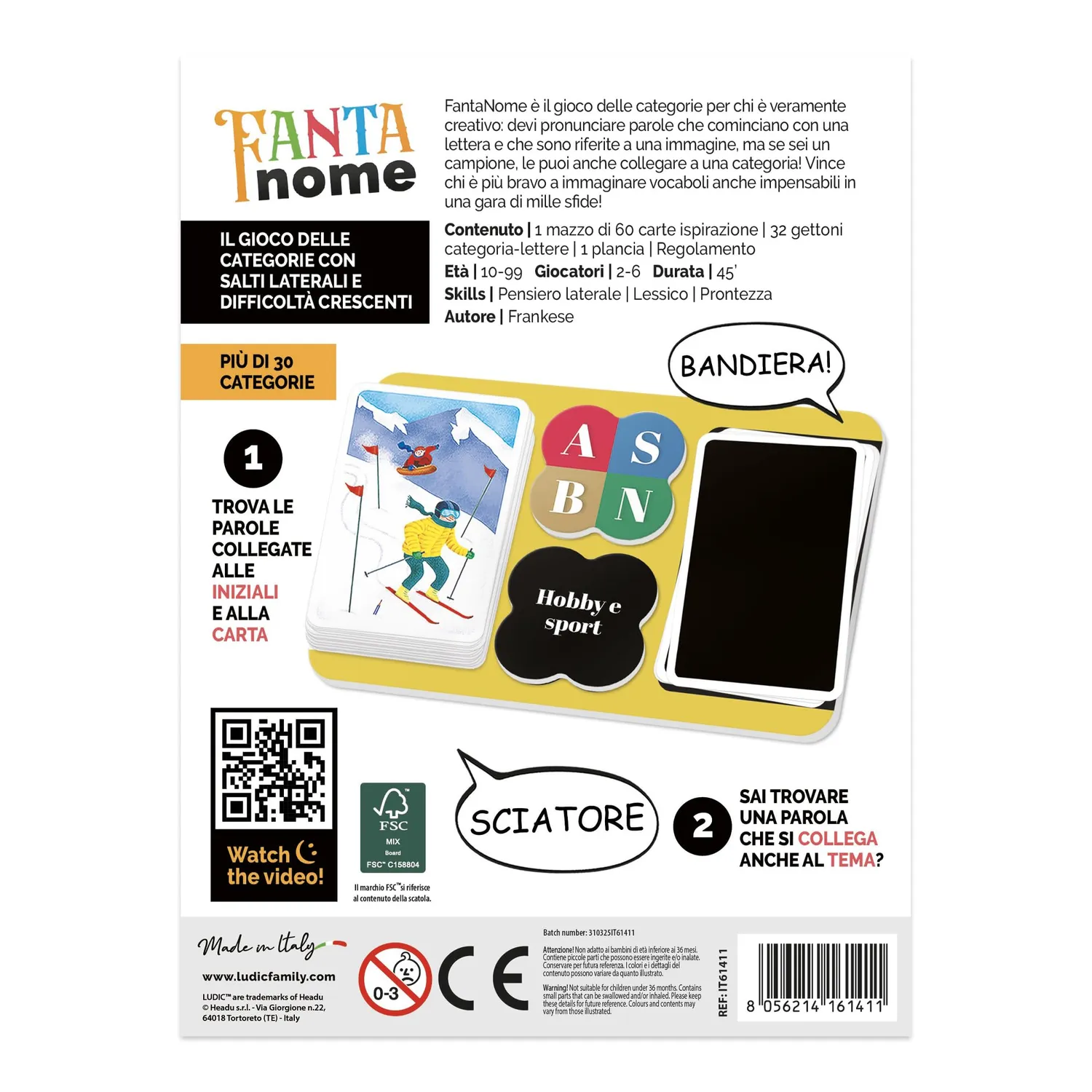Ludic FantaNome gioco di società 2-6 giocatori categorie