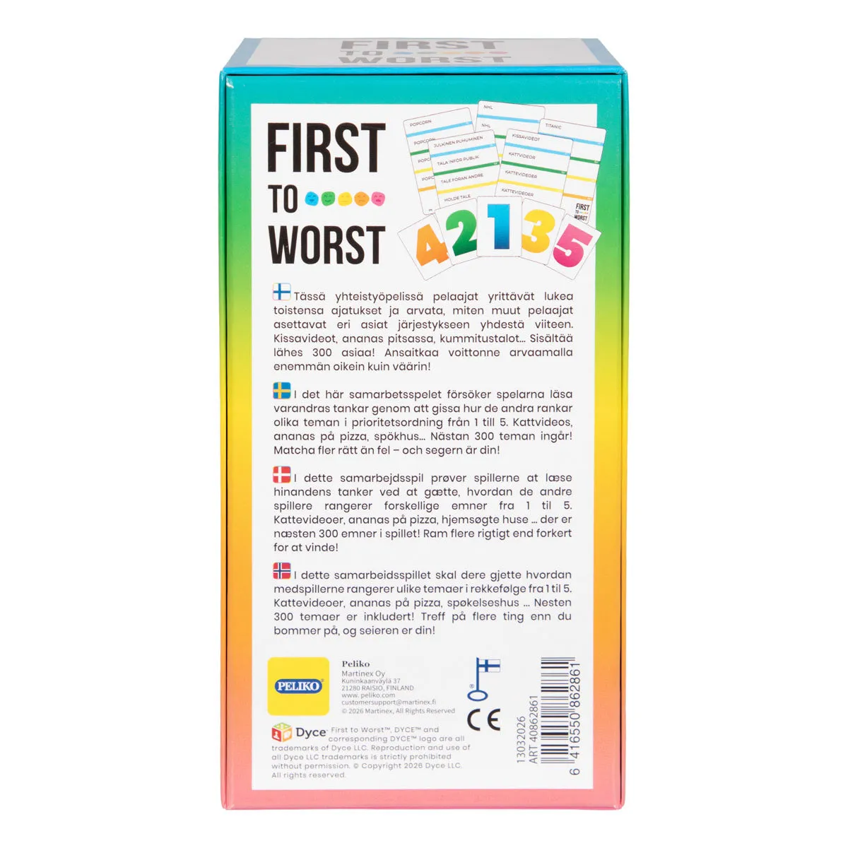 Peliko First to Worst gioco party classifica 2+ giocatori
