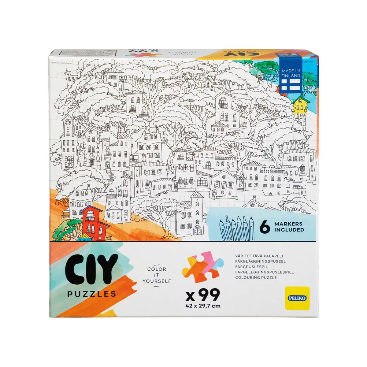Peliko CIY Talot puzzle da colorare 99 pezzi + pennarelli