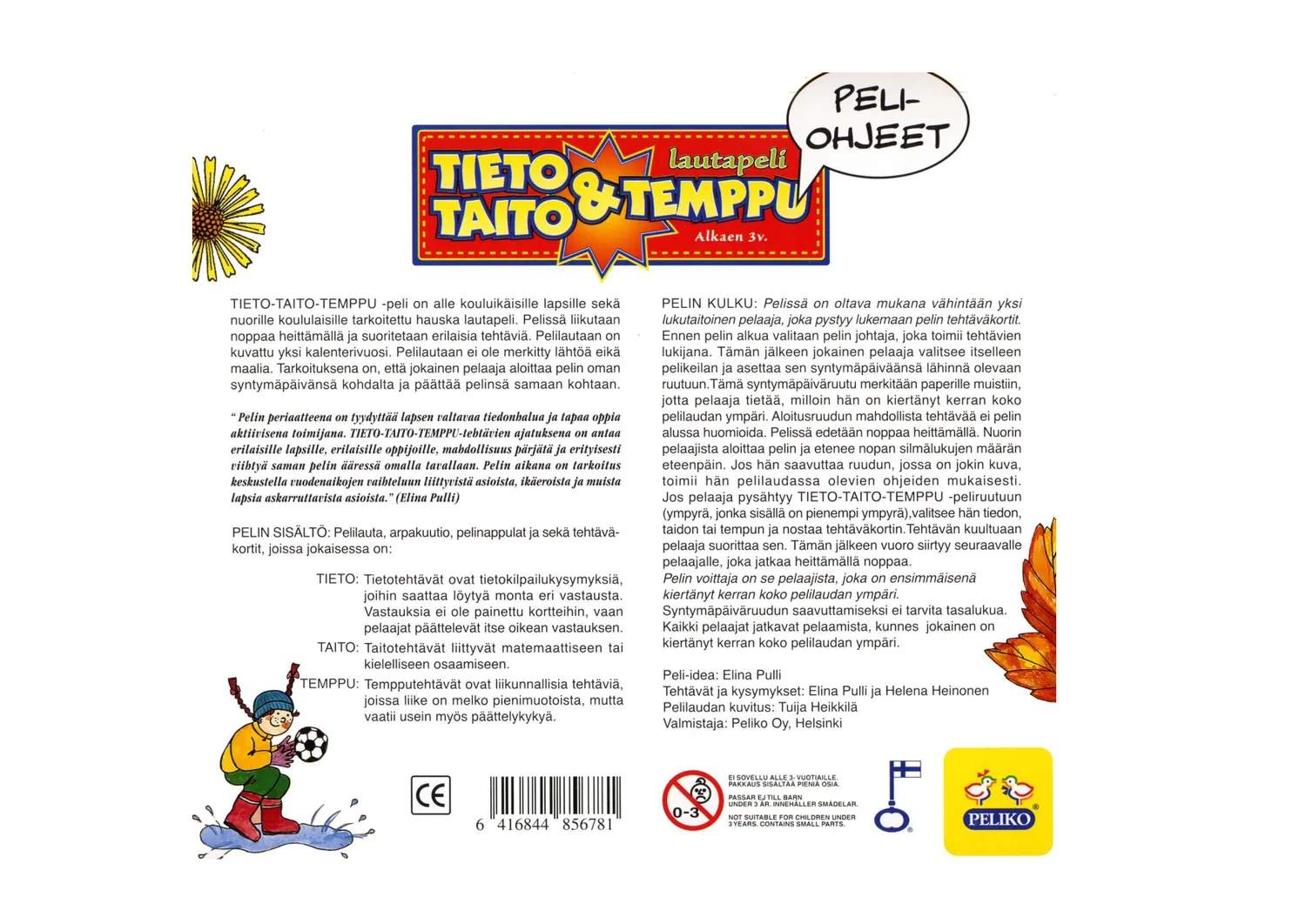 Peliko Tieto Taito Temppu gioco bambini didattico