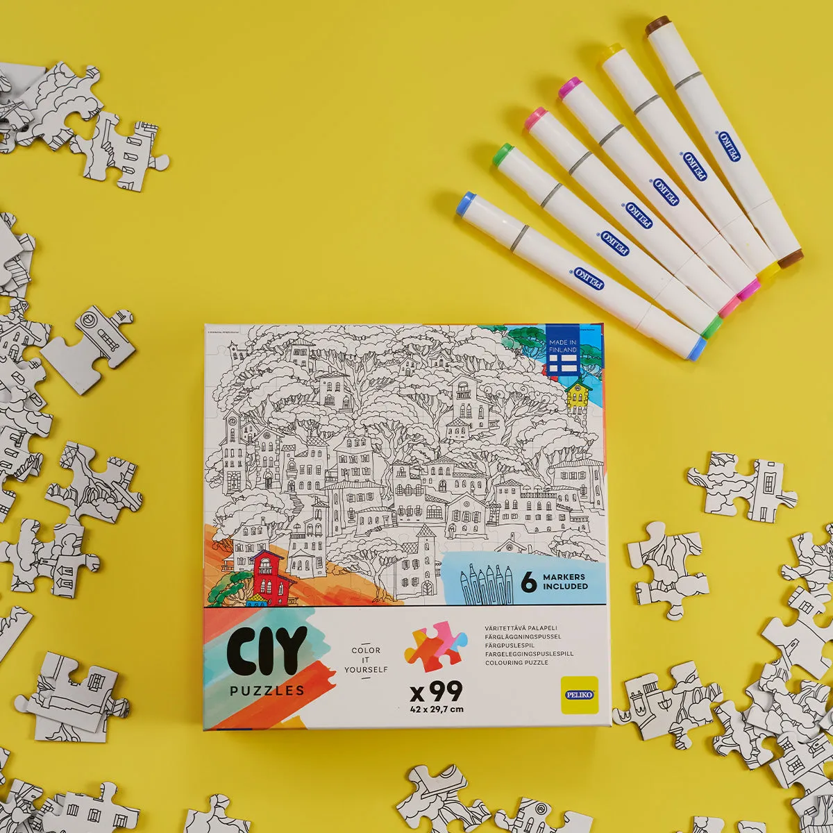 Peliko CIY Talot puzzle da colorare 99 pezzi + pennarelli