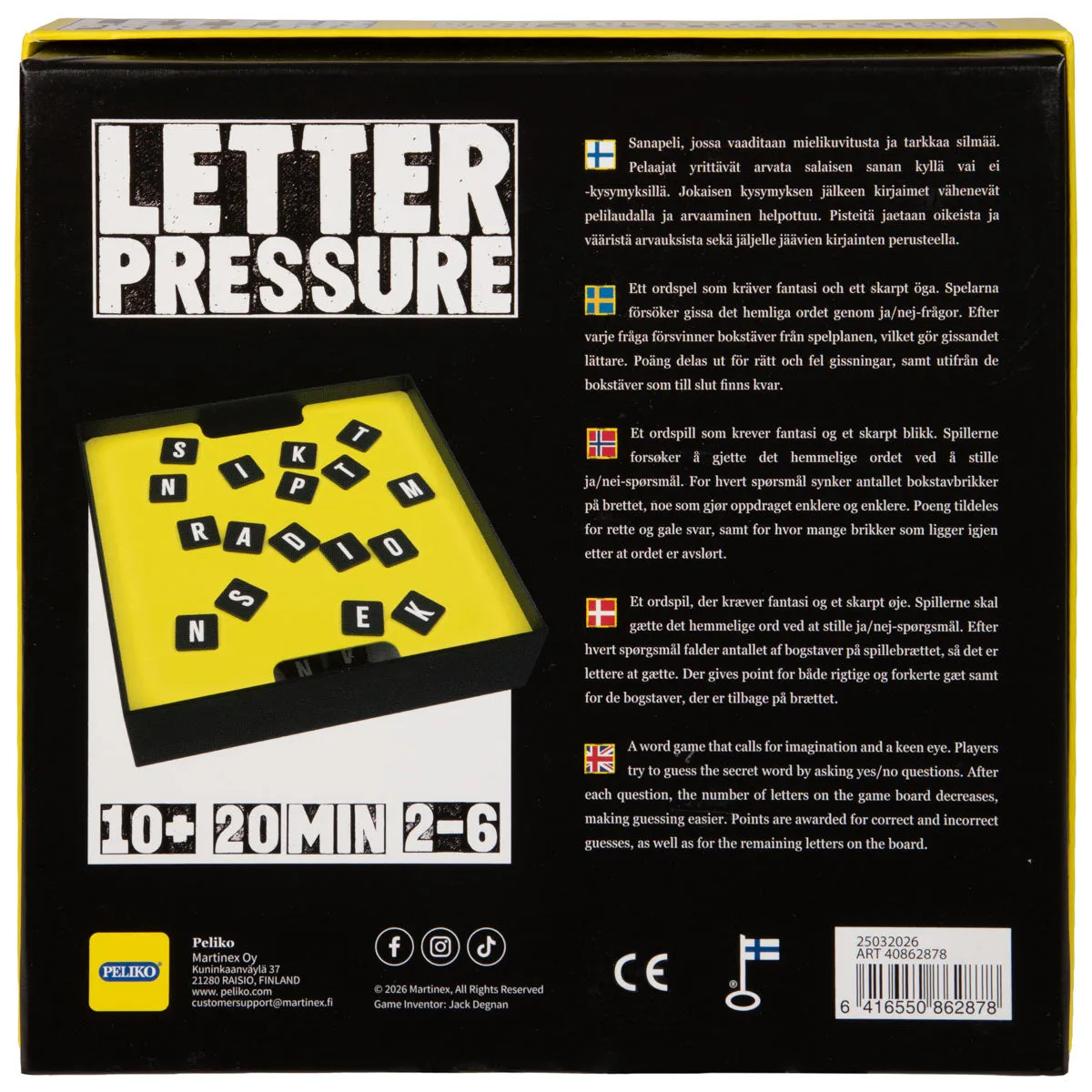 Peliko Letter Pressure gioco di parole party 18 tessere