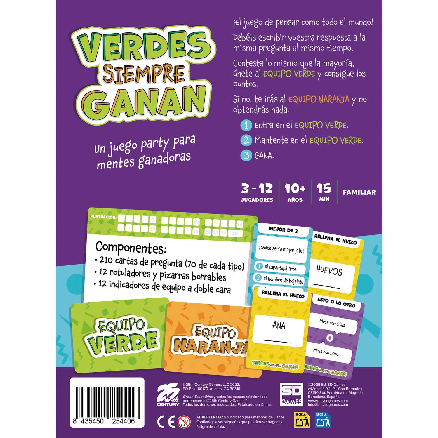SD Games Verdes Siempre Ganan party game squadre