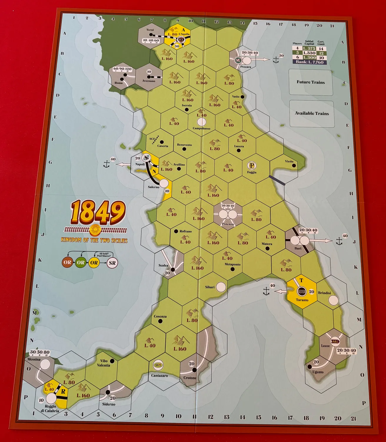 All-Aboard 1849 Kingdom Two Sicilies espansione mappa 5-6 gioc