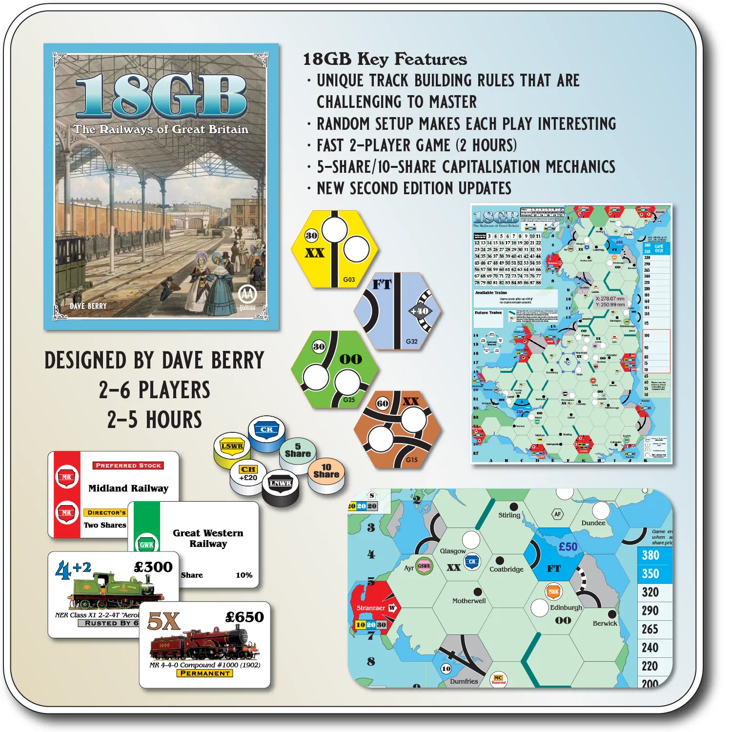 All-Aboard Games 18GB gioco da tavolo ferrovie Gran Bretagna