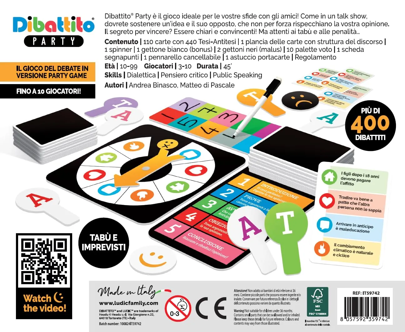 Ludic Dibattito IT59742 party game 3-10 giocatori debate