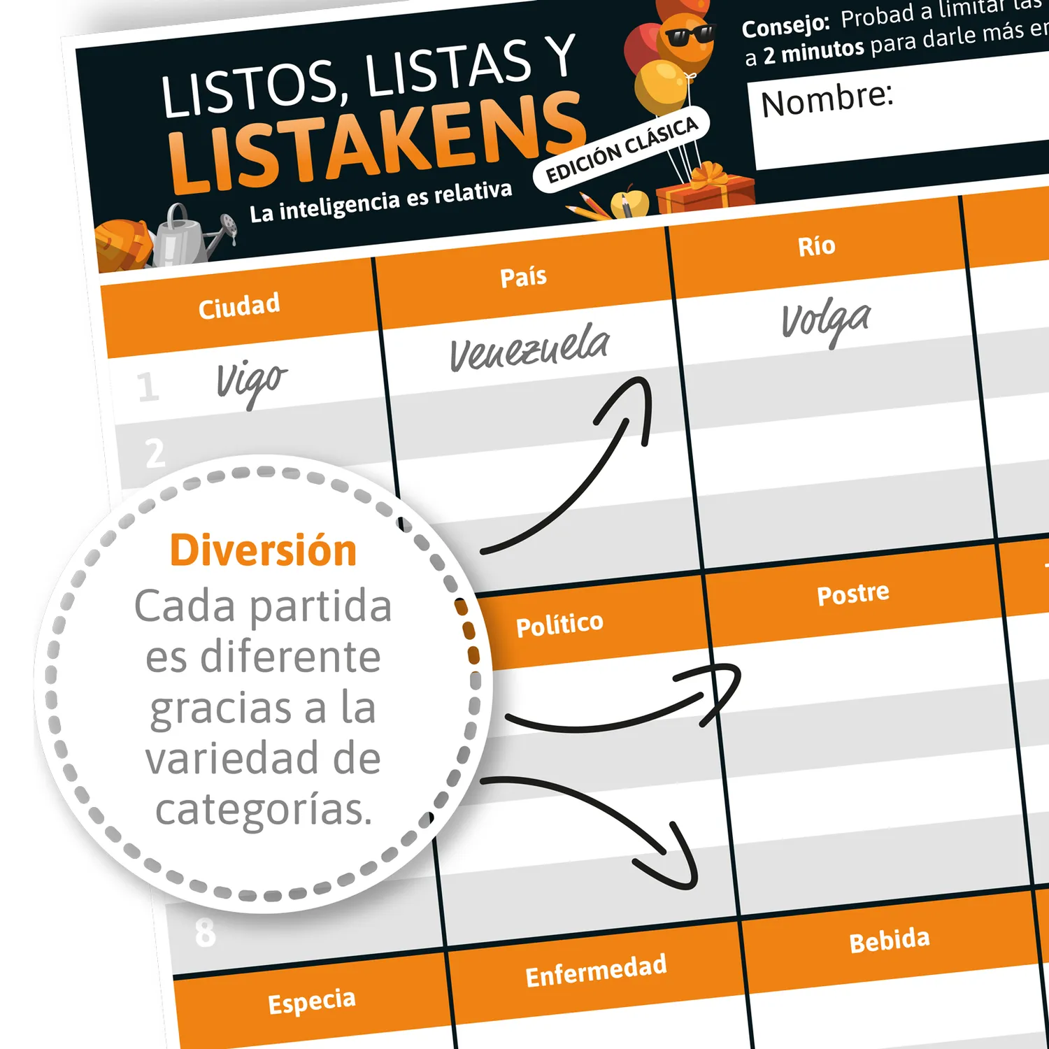 SD Games Listos Listas Listakens gioco quiz classica