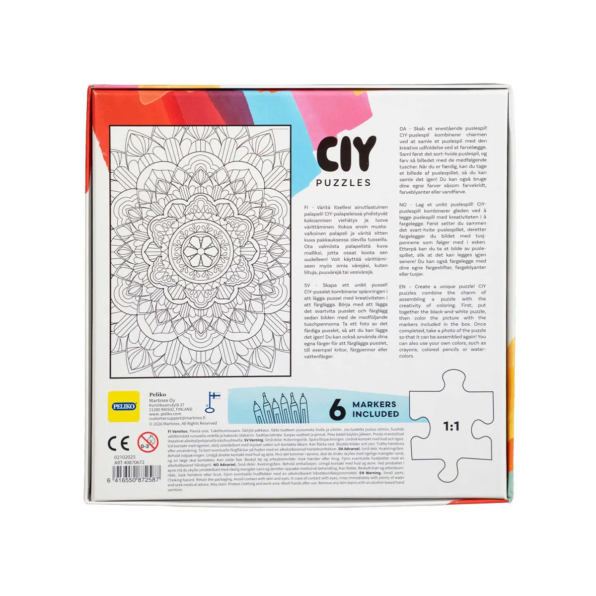 Peliko CIY Mandala puzzle 99 pezzi da colorare