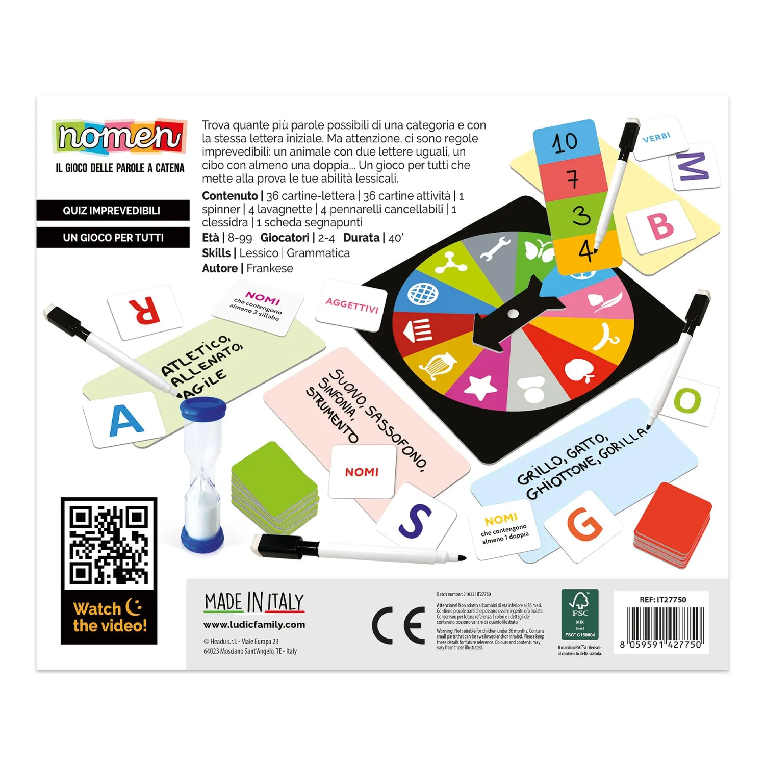 Ludic Nomen IT27750 gioco società parole a catena 2-4