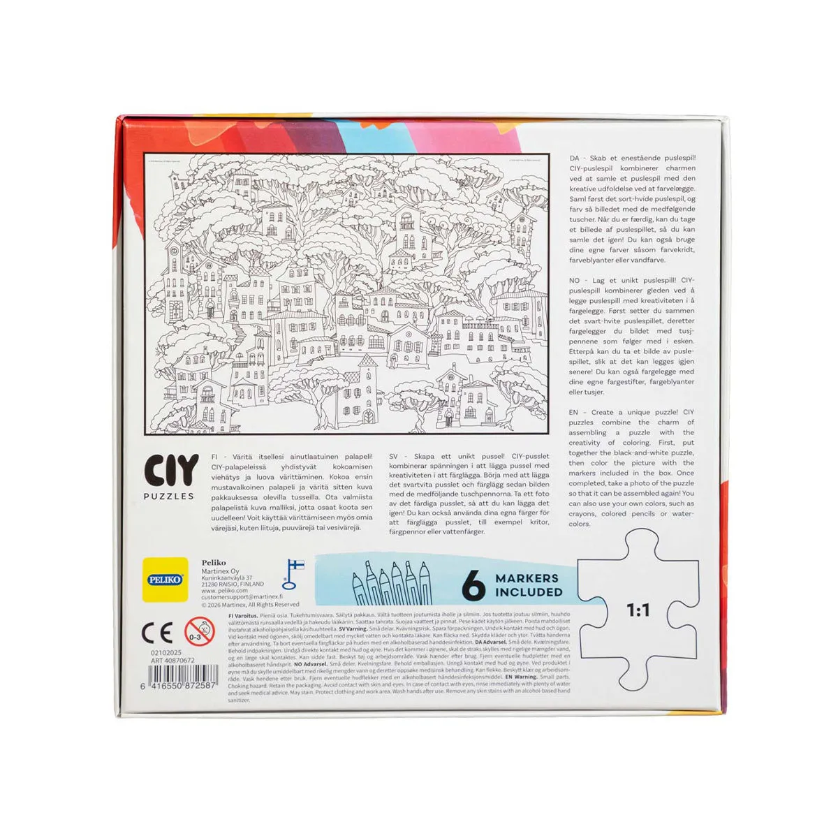 Peliko CIY Talot puzzle da colorare 99 pezzi + pennarelli