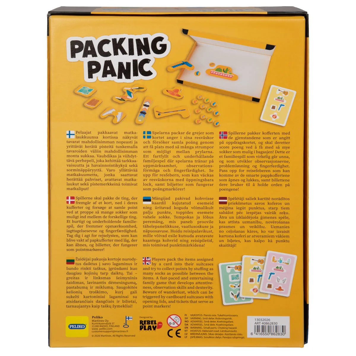 Peliko Packing Panic gioco da tavolo valigia da viaggio