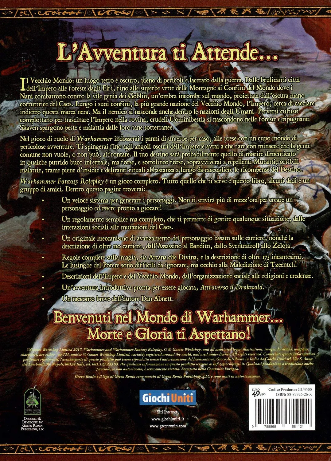 Giochi Uniti Warhammer Fantasy Roleplay gioco di ruolo italiano