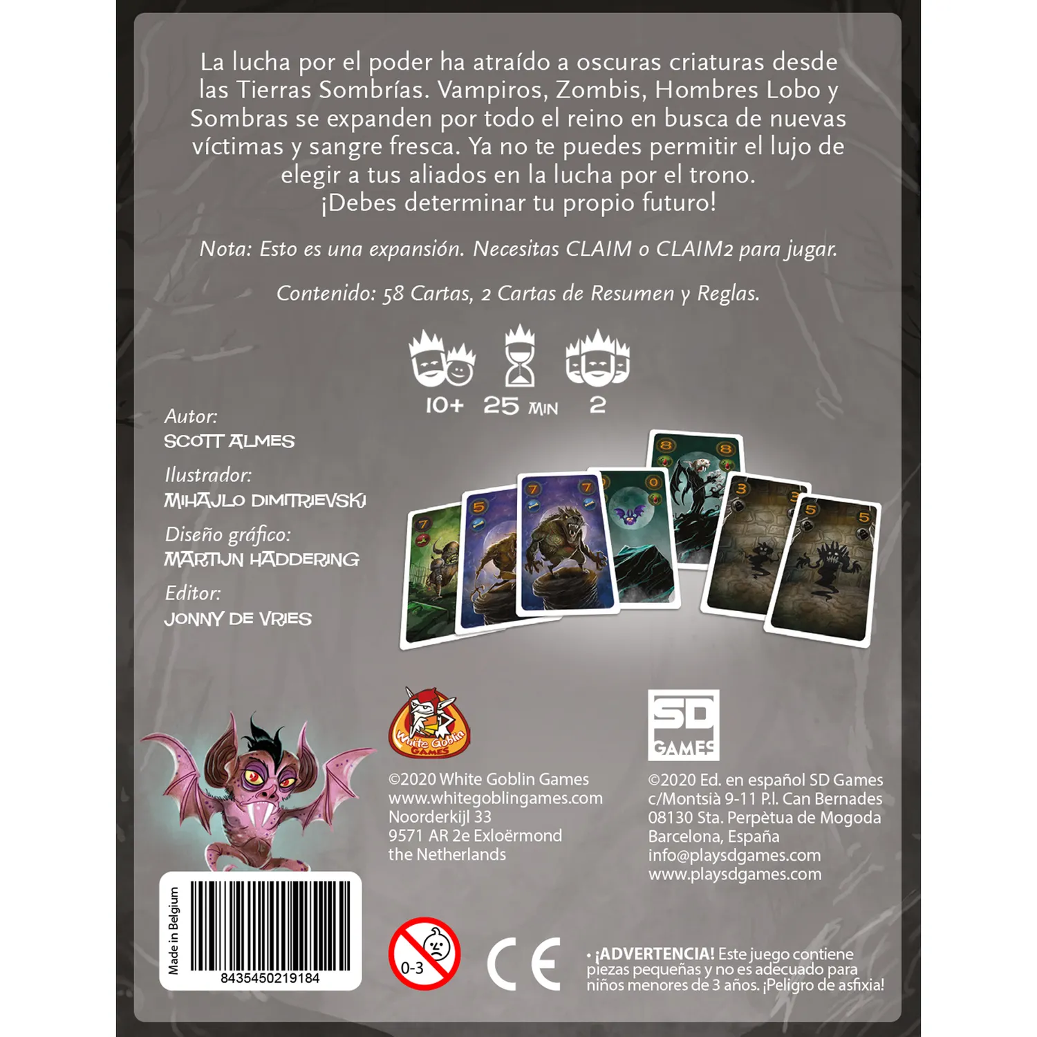 SD Games Claim Rinforzi Terrore espansione carte 2 giocatori
