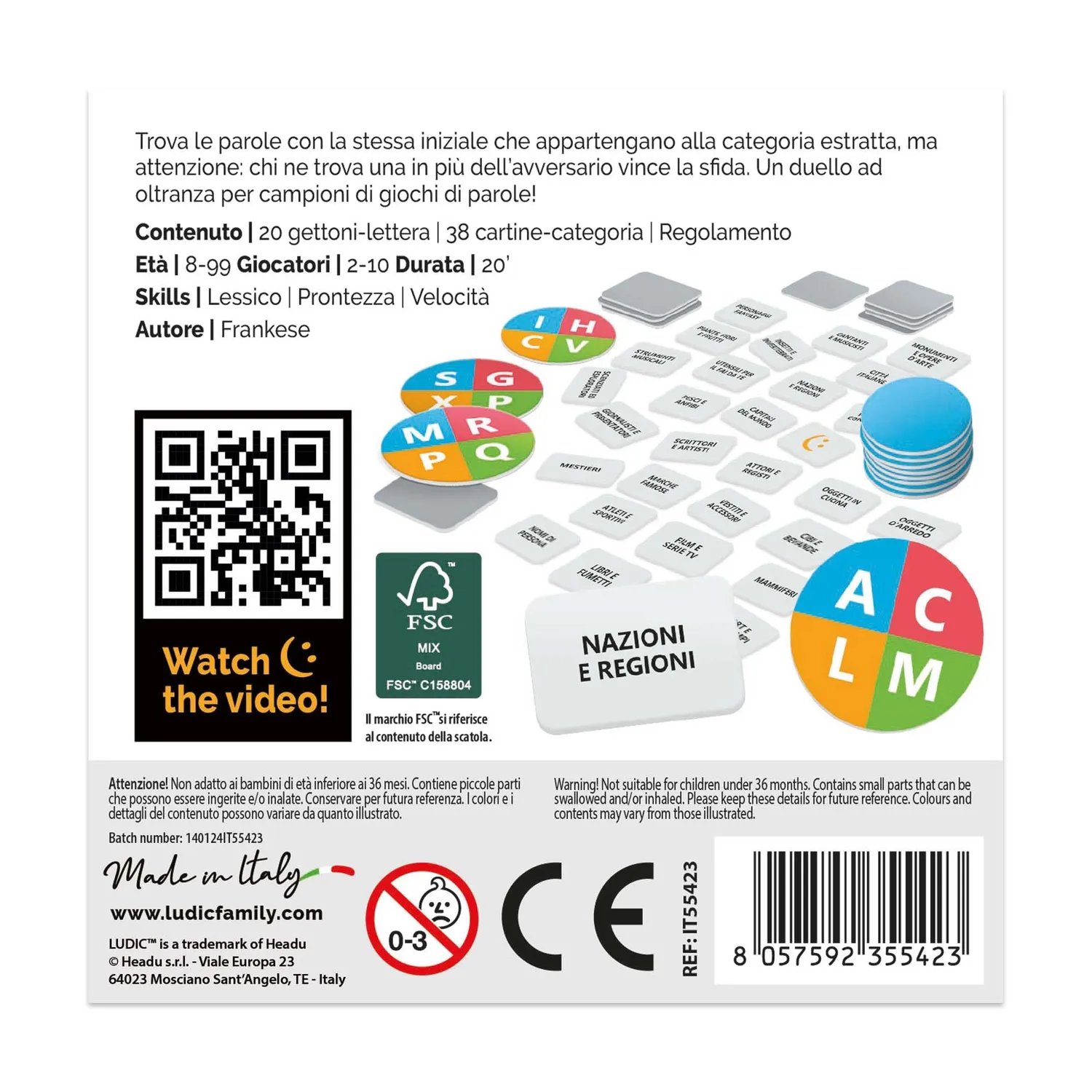 Ludic Duetto Nomen gioco di parole scatola piccola 2-6 giocatori