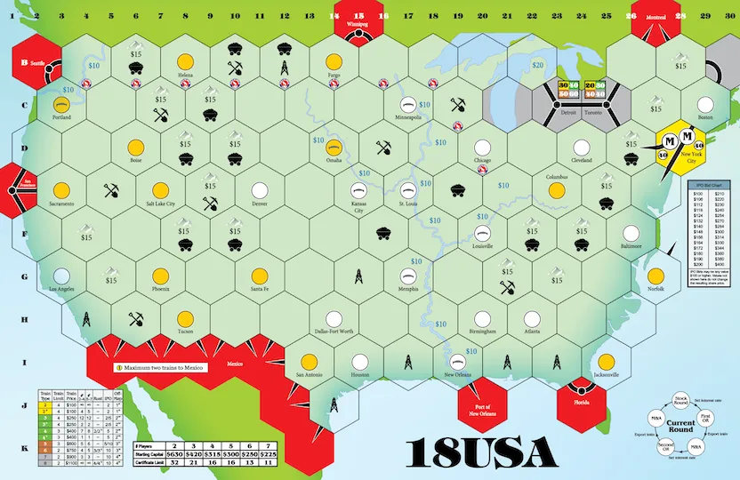 All-Aboard Games 18USA Full Game gioco da tavolo completo USA