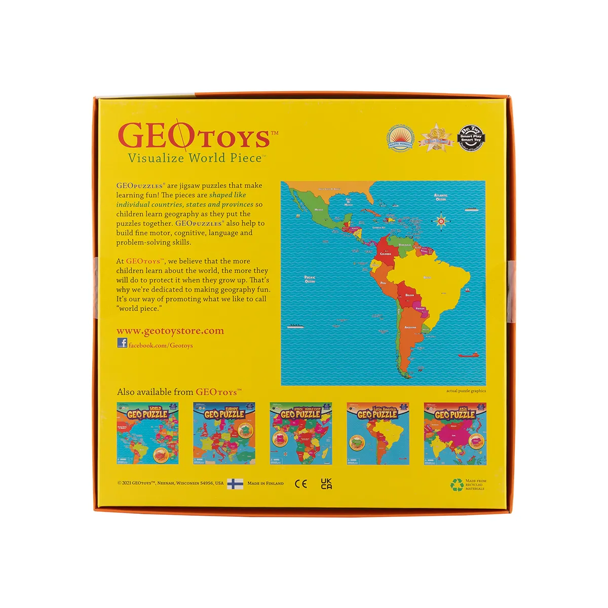 Peliko Geo Puzzle Sud America puzzle 50 pezzi mappa