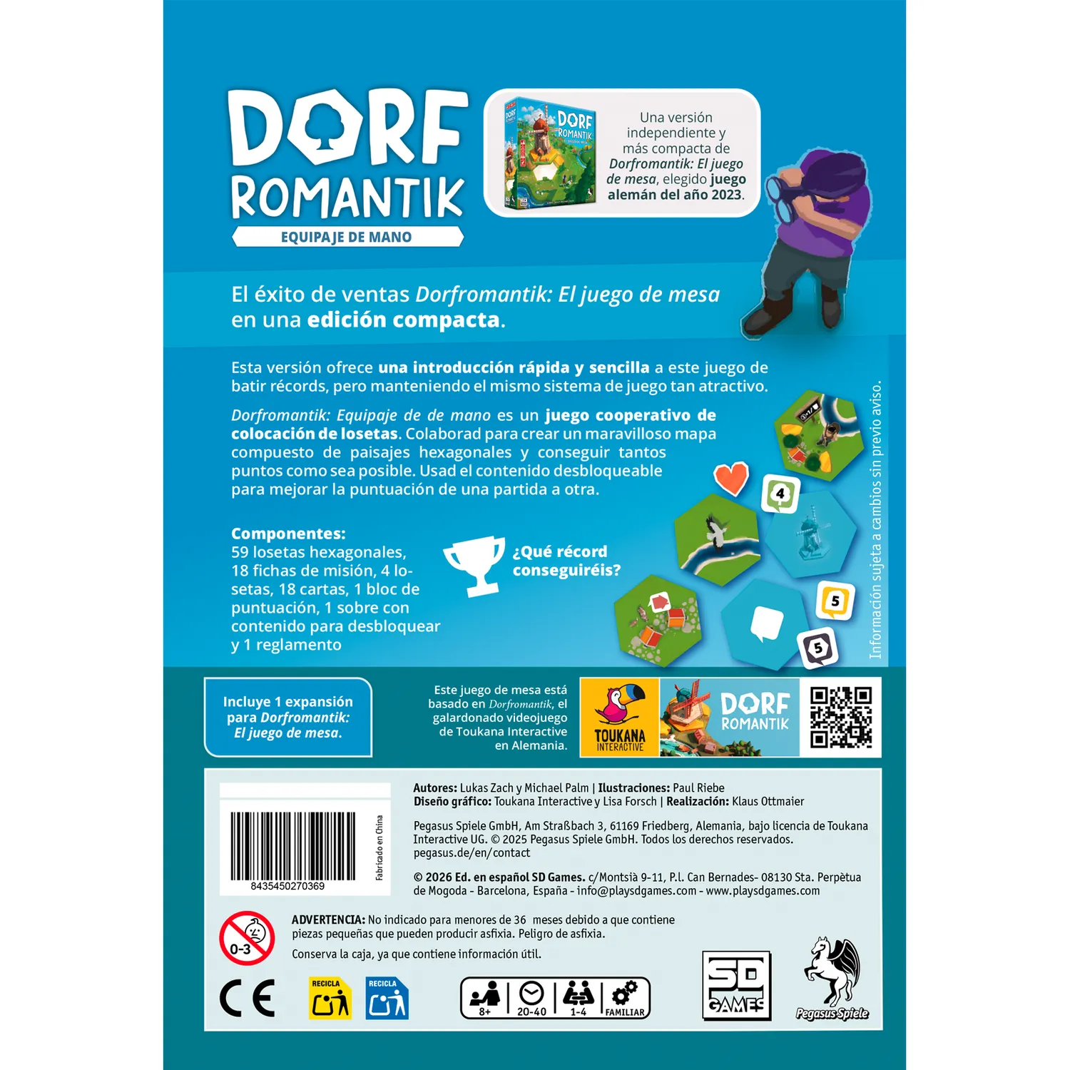 SD Games Dorfromantik Equipaje de Mano gioco puzzle portatile