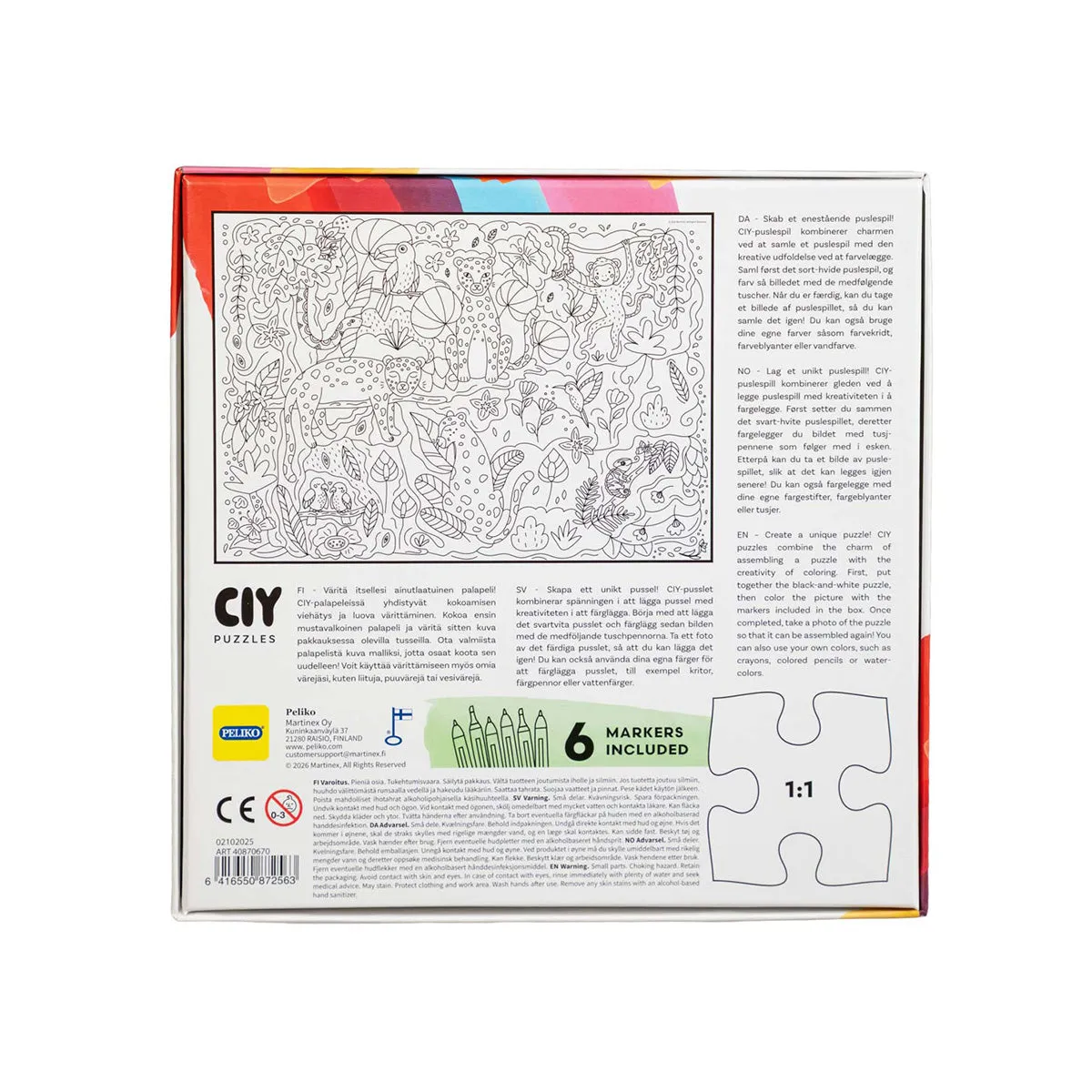 Peliko CIY Viidakko puzzle 54 pezzi da colorare